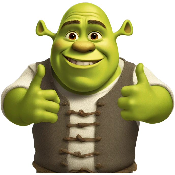 Shrek making heart hands emoji