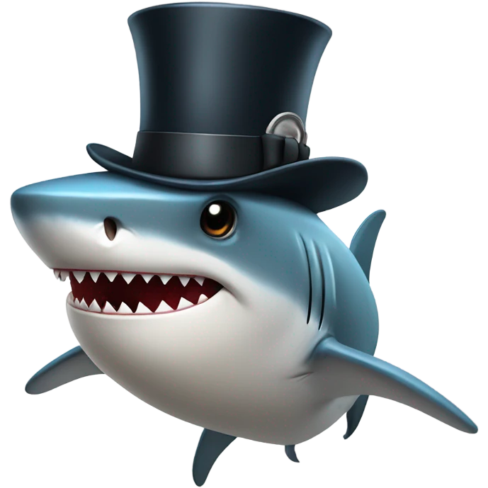 Shark with a top hat emoji