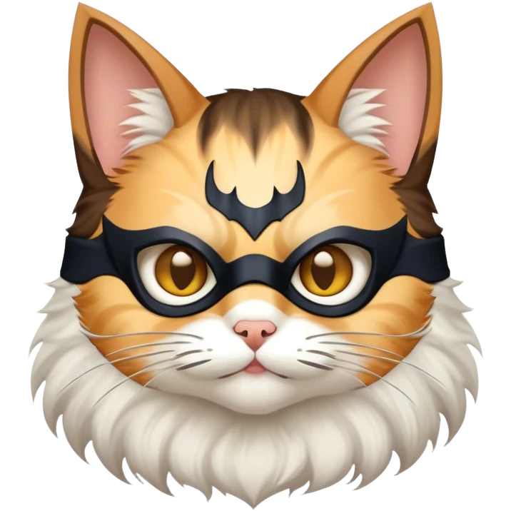 a kind cat wearing a batman mask emoji