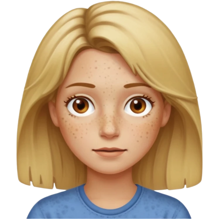 Dirty blonde hair girl with middle aged emoji