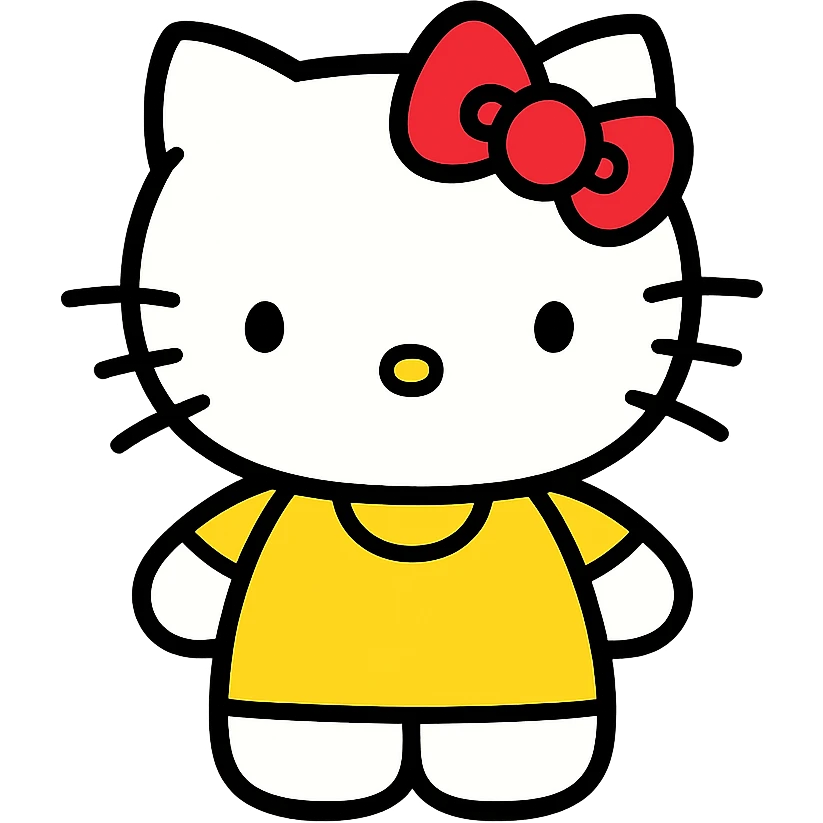 Hello Kitty character, yellow color, simple and iconic style emoji