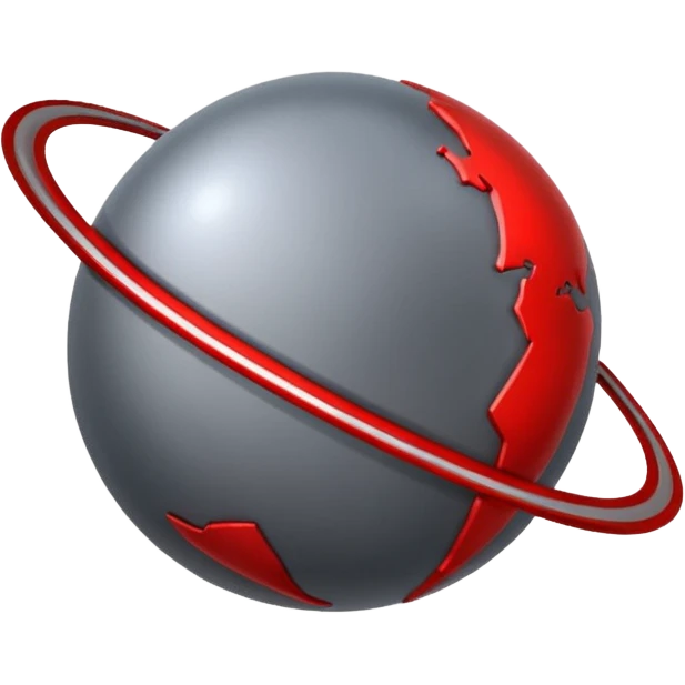 Grey Planet with red trading trending line and black background emoji
