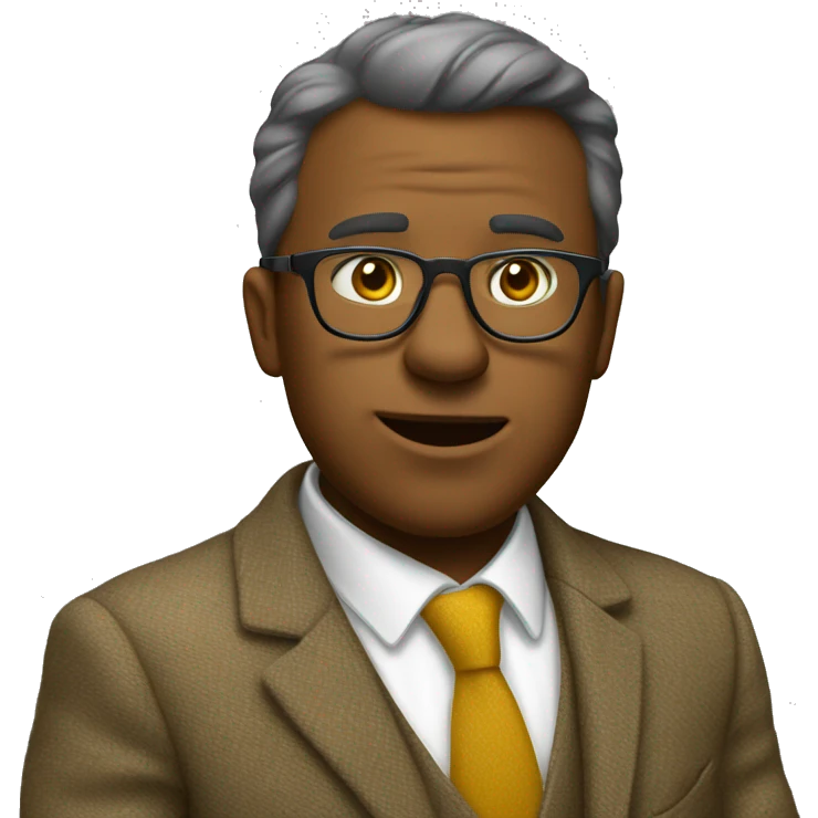 Brown bear university professor wearing tweed suit and clear yellow plastic thick-rimmed glasses emoji