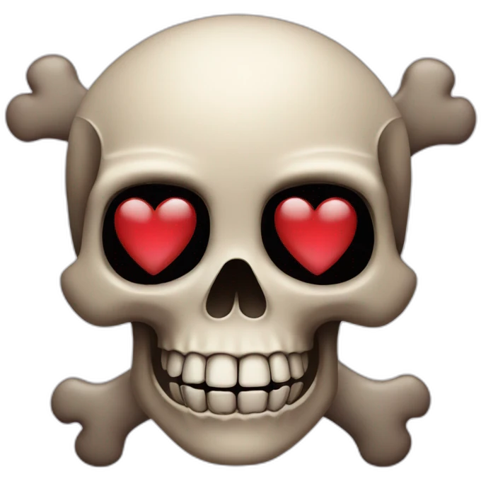 skull and cross bones with heart eyes emoji