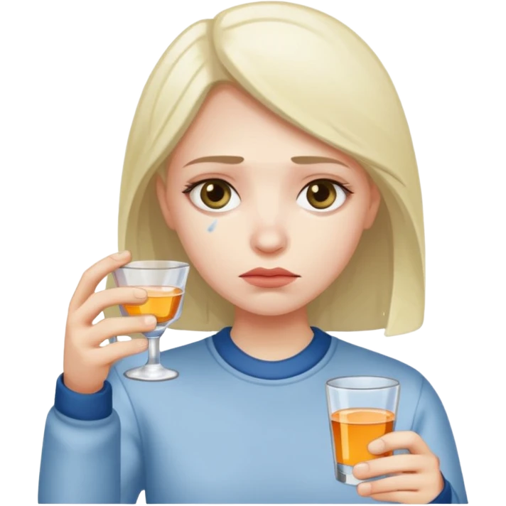 Sad emoji with shot of vodka emoji