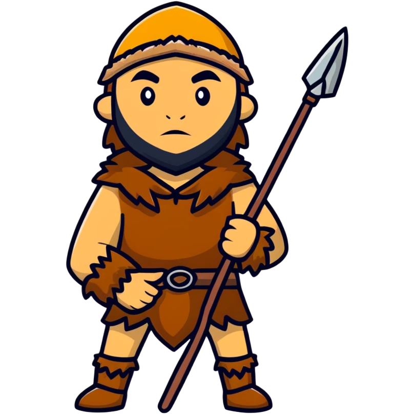 Cro-Magnon human hunter with spear and fur clothing emoji