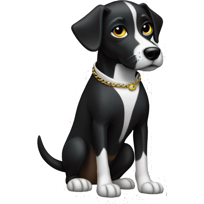 Black dog white face in New York gang outfit emoji