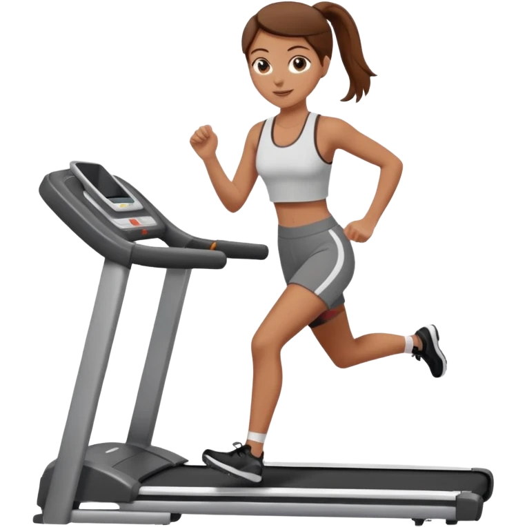 white girl with brown hair on treadmill emoji