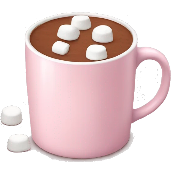 Light Pink mug of hot chocolate with marshmallows  emoji