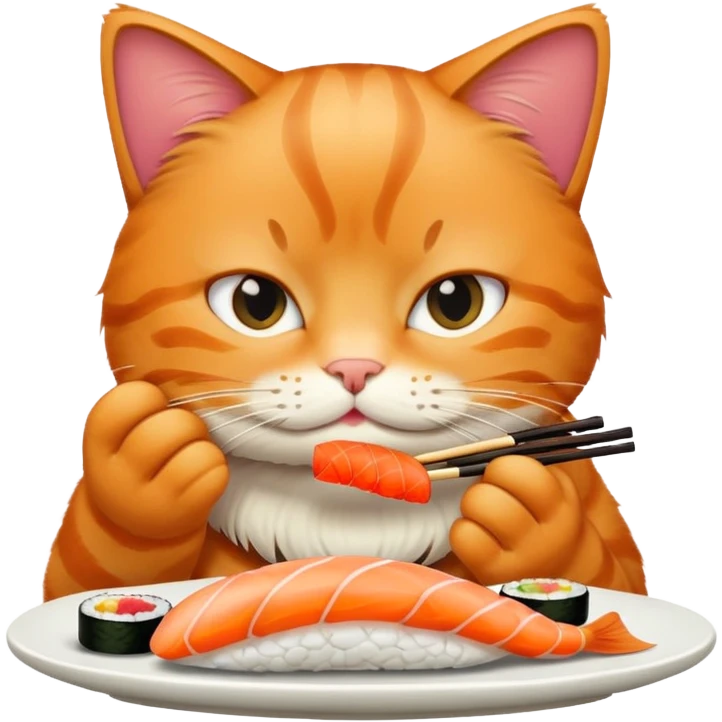 garfield the cat eating sushi emoji