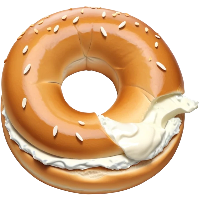 Cut open bagel (only half of it with the cut half facing us) with cream cheese spread on it emoji