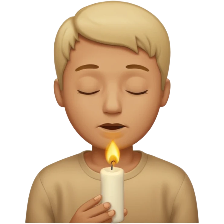 A male with closed eyes but the mouth is o-shaped blowing out emoji