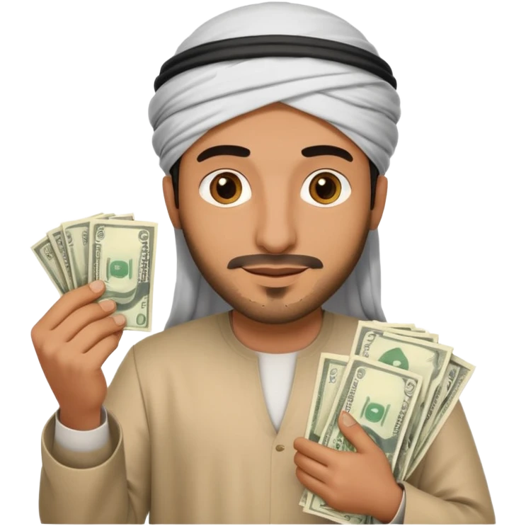 Arab guy holding money emoji