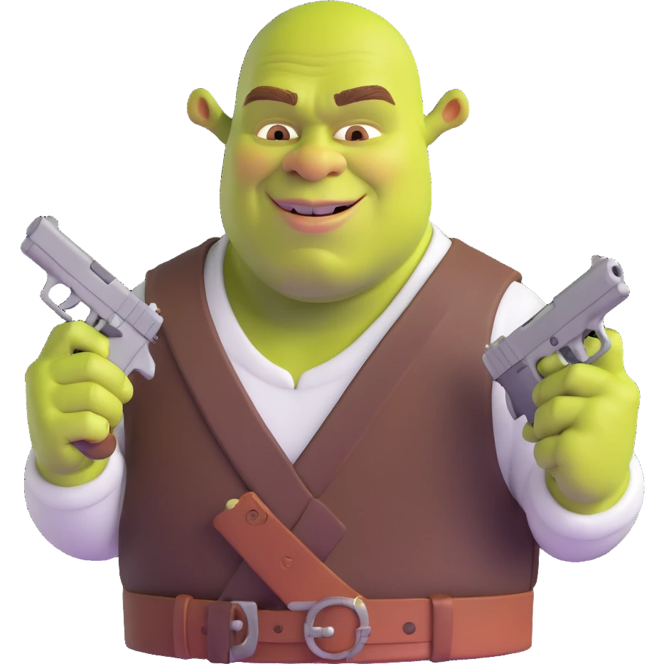 Shrek with two glocks emoji