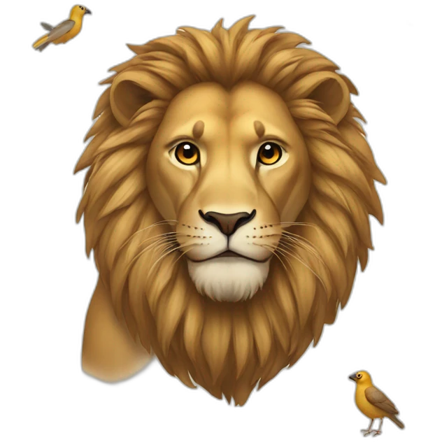 lion and birds emoji