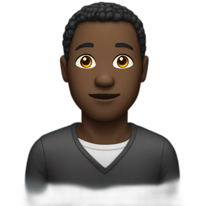black man with hand on chest emoji