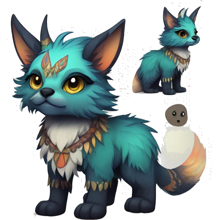 cute Kawaii edgy fantasy animal fursona Fionbri creature by griffsnuff & LiLaiRa & Falvie with exotic colors full body emoji