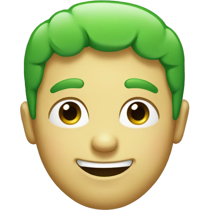 Simple green smiling face with close eyes emoji