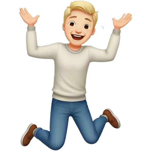 Man laughed and cried jumping  emoji