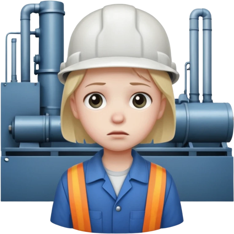 a child with a sad face works in a factory emoji
