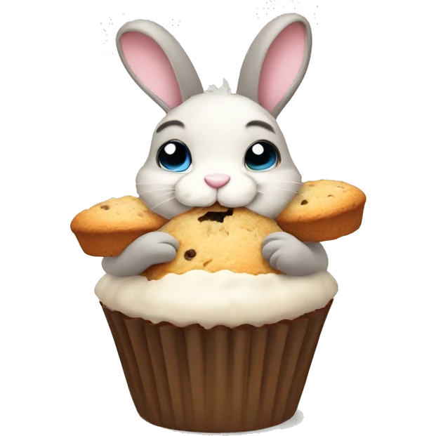 cute bunny eating muffin  emoji