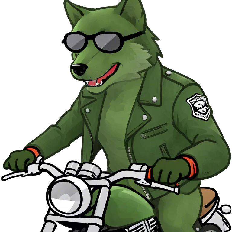 Wolf on a motorcycle  emoji