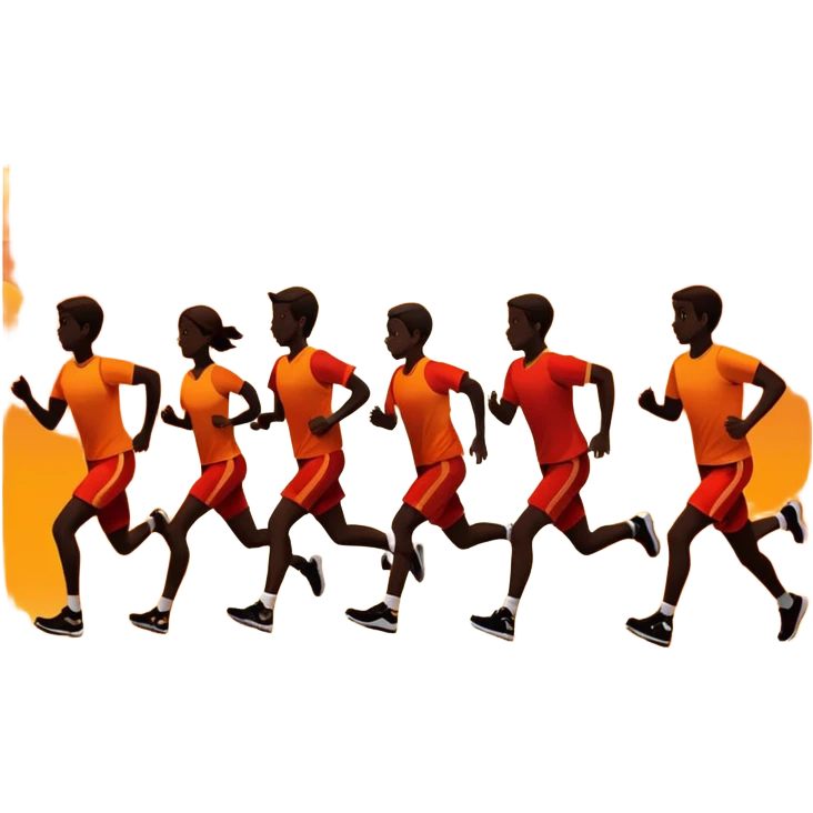 A group of people running into the sunset emoji