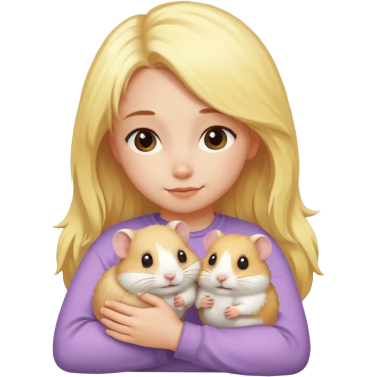 Девушка со светло желтыми  волосами обнимает хомяка  emoji