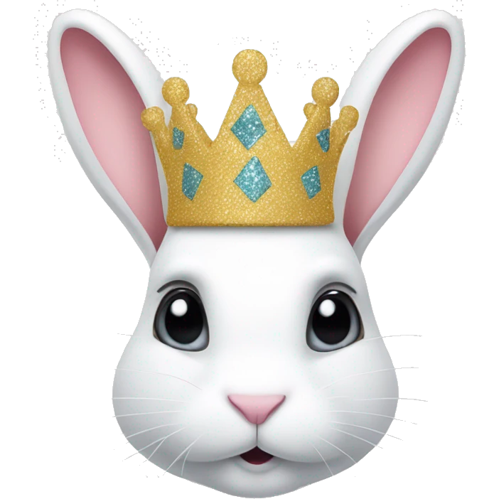 White rabbit with a glitter crown  emoji