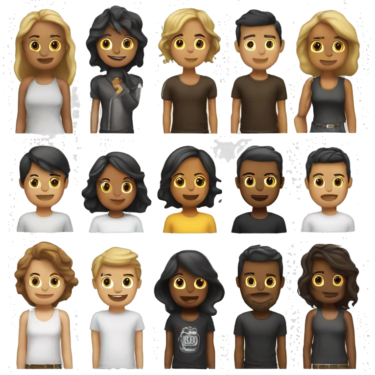 Emoji con mitad de cuerpo, piel blanca, cabello café, corona negra, playera blanca emoji