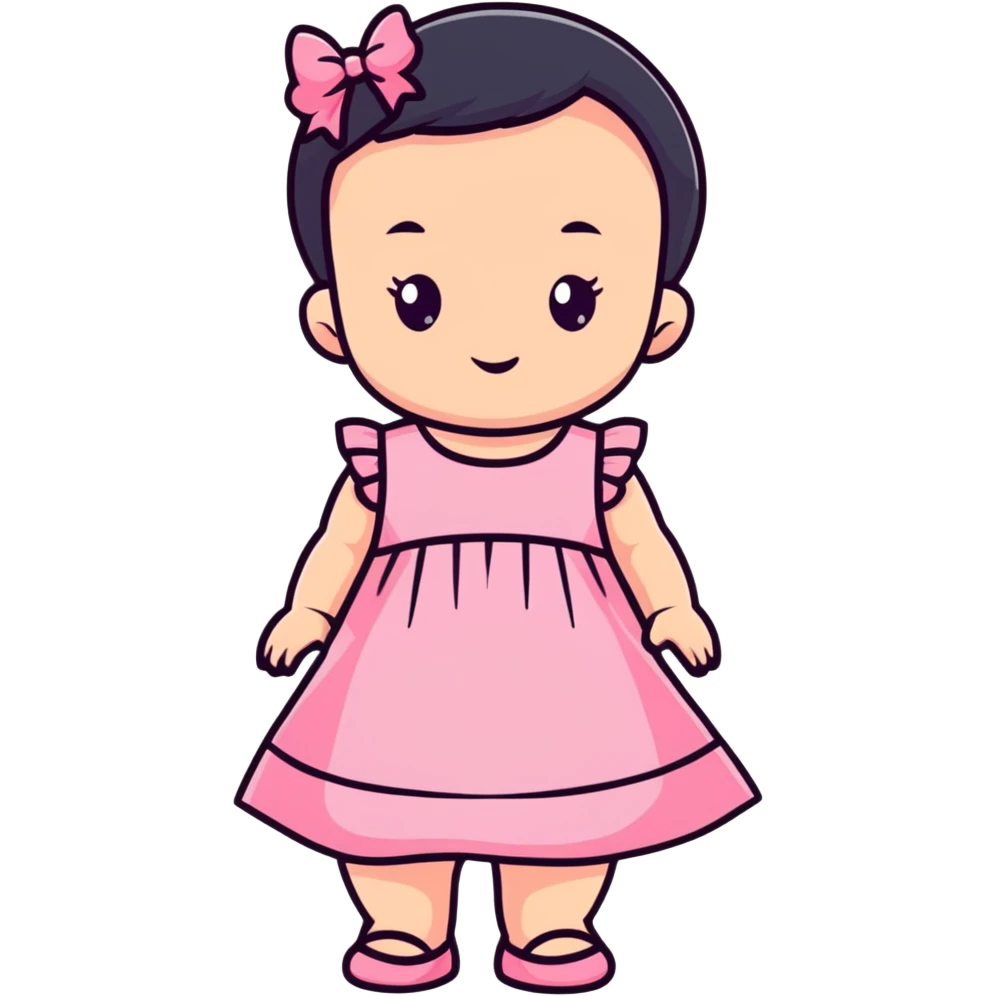 baby girl with pink dress emoji