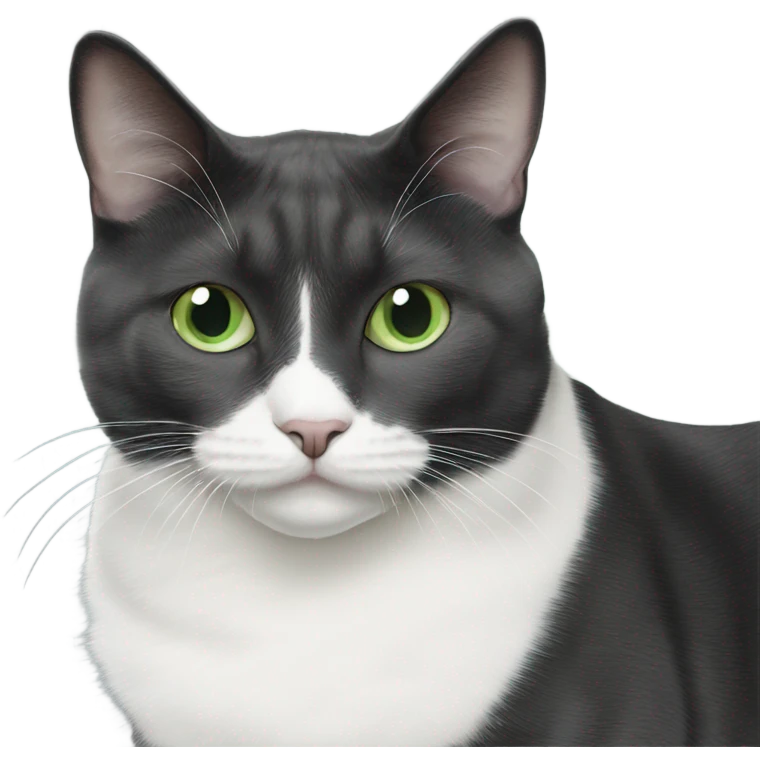 tuxedo cat grey white green eyes emoji