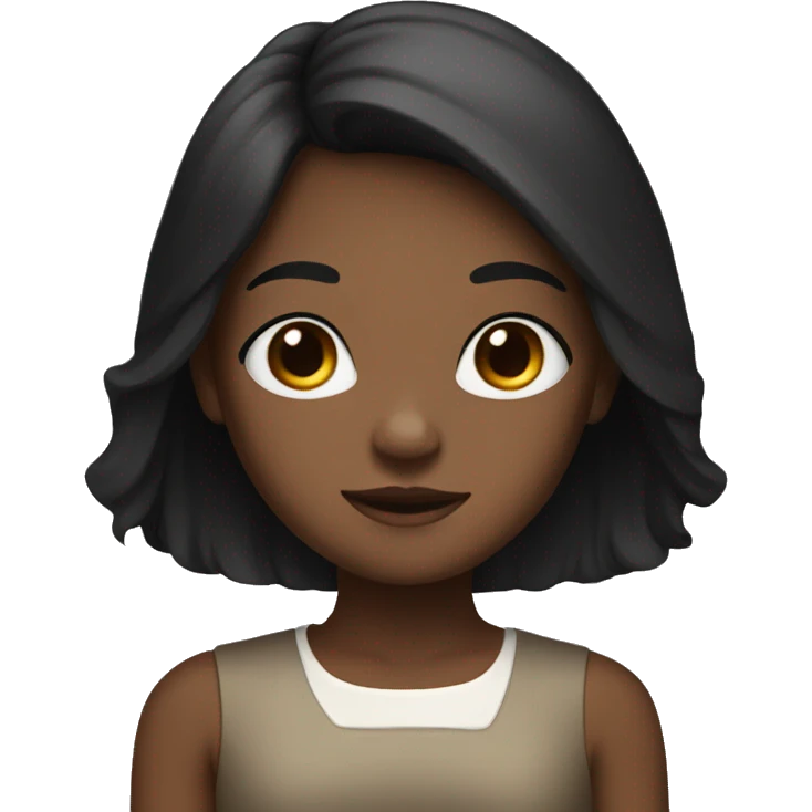 Girl with brown skin, long black hair with a white ribbon emoji
