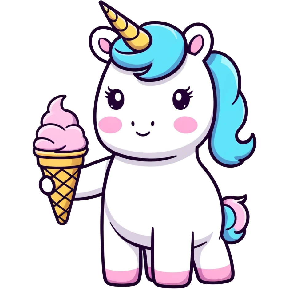 Unicorn with ice cream emoji