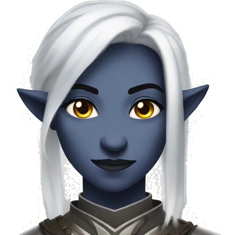 Female drow paladin smirking angry grin emoji