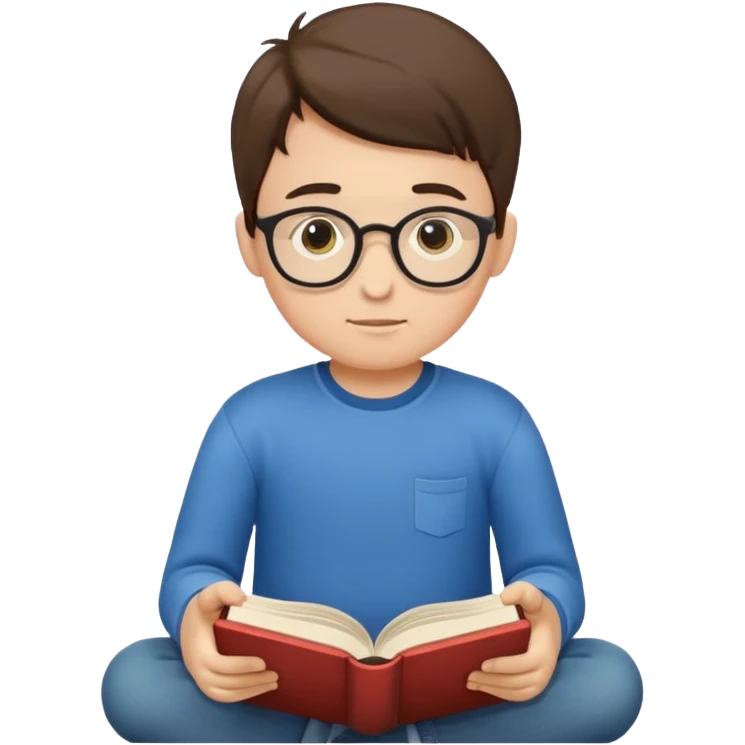 Boy reading books without specs emoji