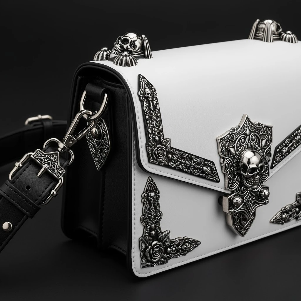 Back white gothic purse without background emoji