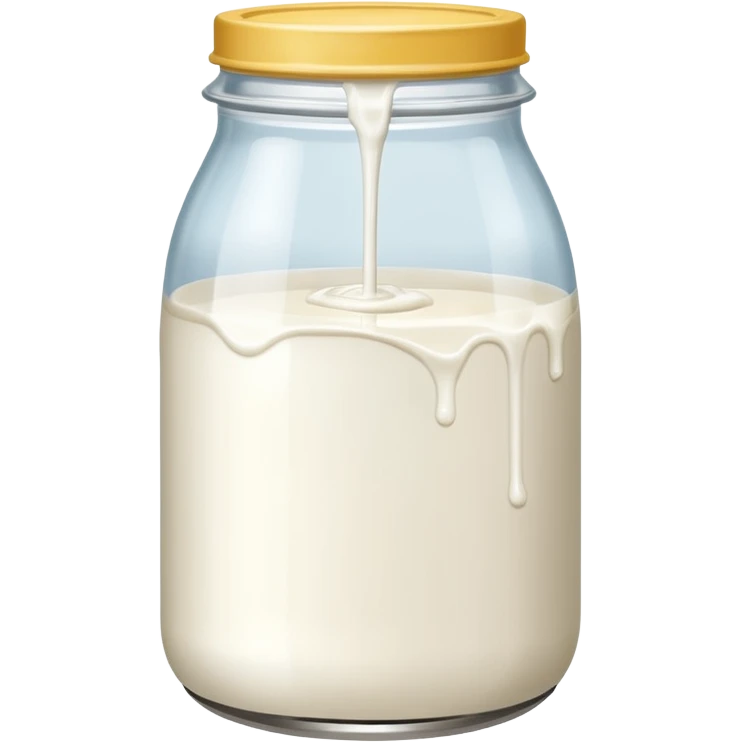 a jar of milk but the top is sticky and its dripping but theres no lit, and also no straw emoji