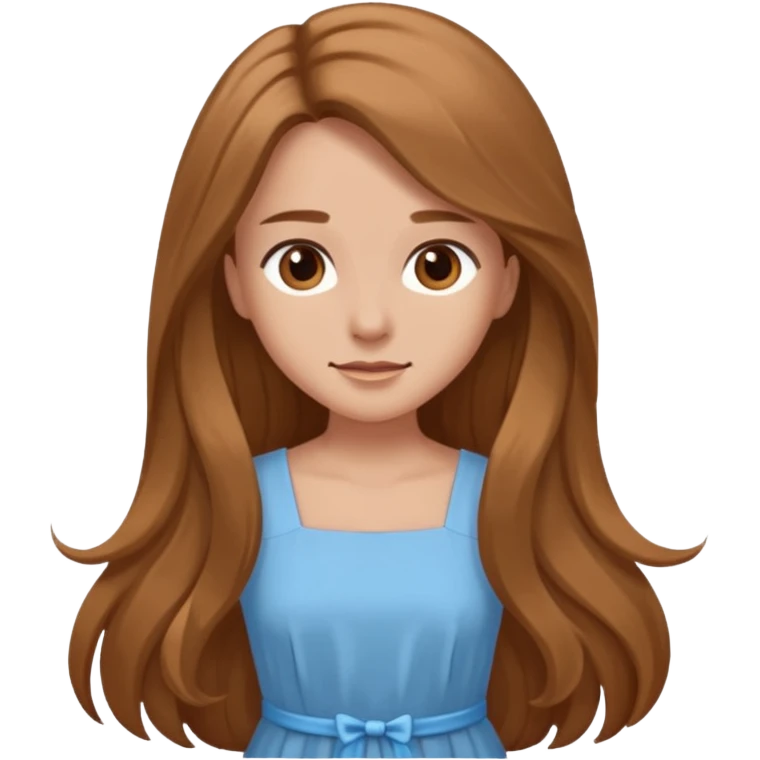 GloomyKassie light brown long hair, brown eyes, light blue dress emoji