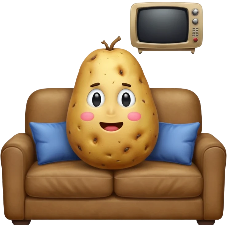 A potato on a couch watching tv emoji
