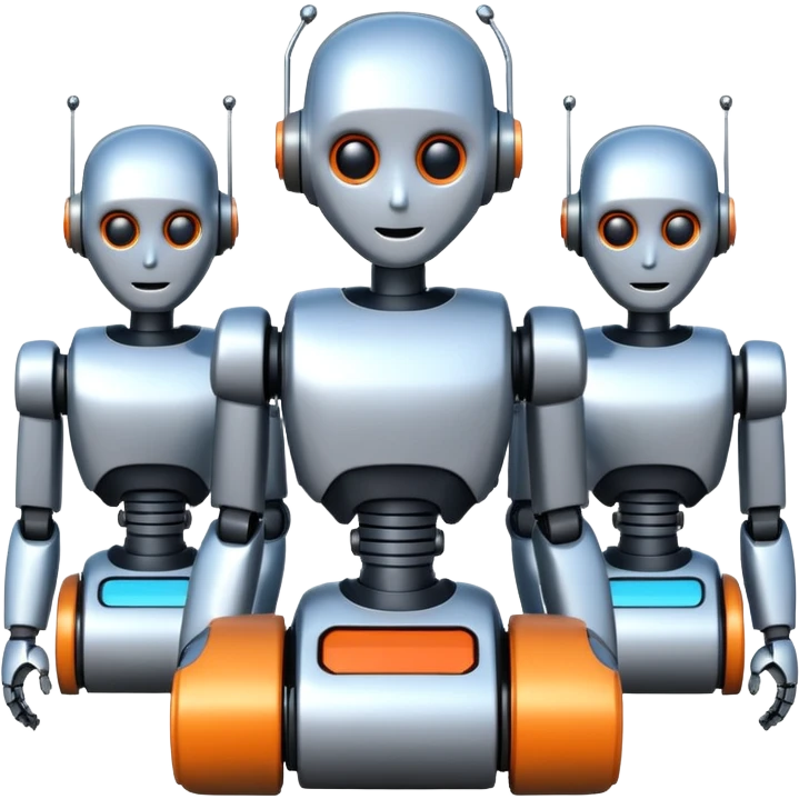 create a realistic emoji showing logistic robots and KI emoji