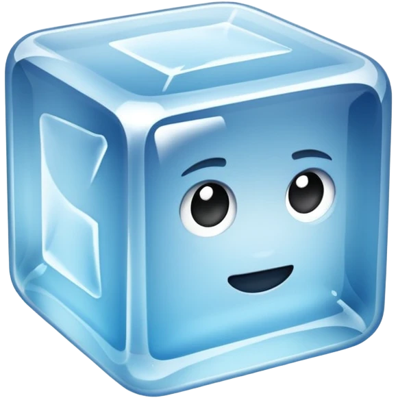 ice, blocky, transparent, shiny emoji