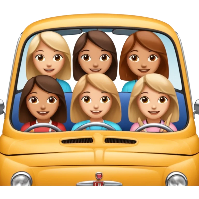 four girls in a fiat  emoji