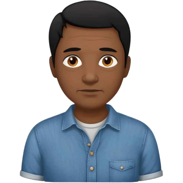great job, now i would like a middle aged dark brown person with black hair on head in casual shirt ( make him darker in complexion and add some age emoji