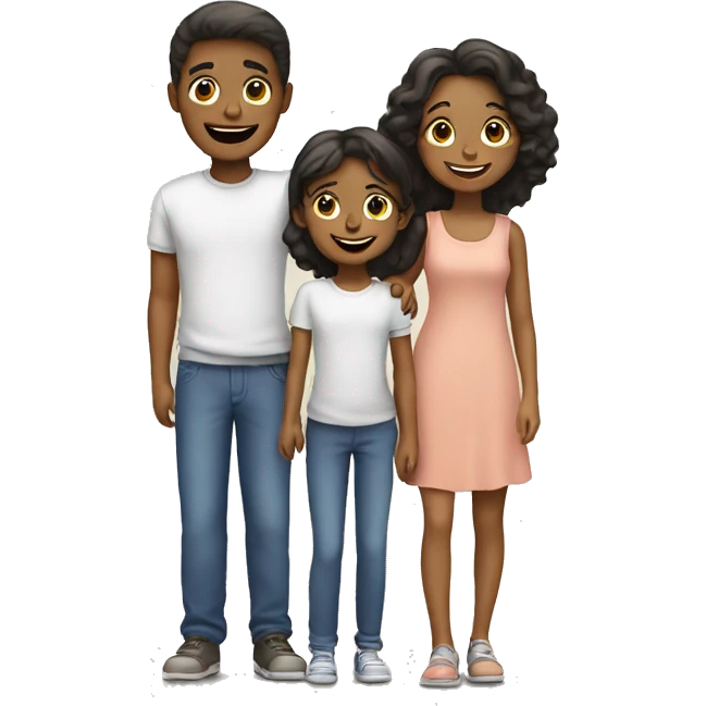 Happy family 1 boy 2 girls  emoji