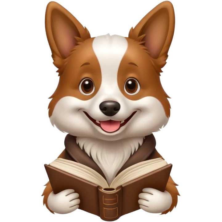weird dog smiling holding a dictionary emoji