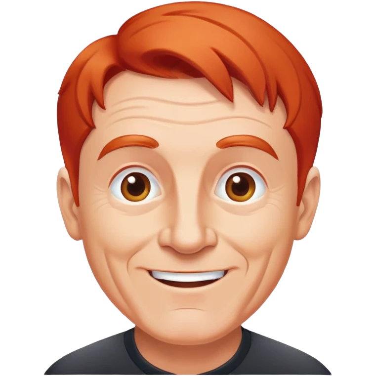 senior athletic white man, receding red hair, cheerful and friendly face emoji