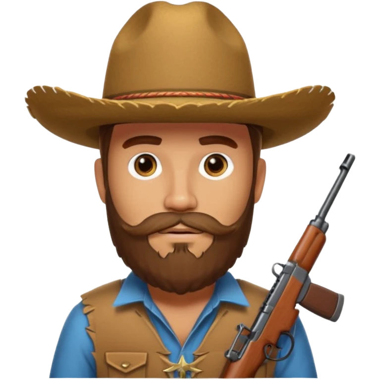 Light brown cowboy with full beard, sombrero and a ak47 up emoji