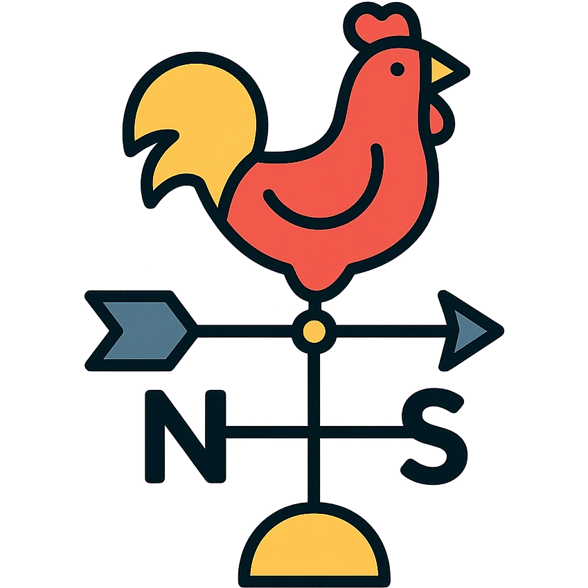 classic weathervane with rooster, colored icon with black outlines emoji