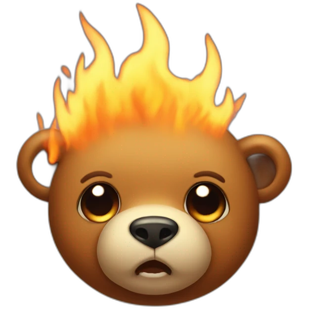 Cute bear burns it's head emoji